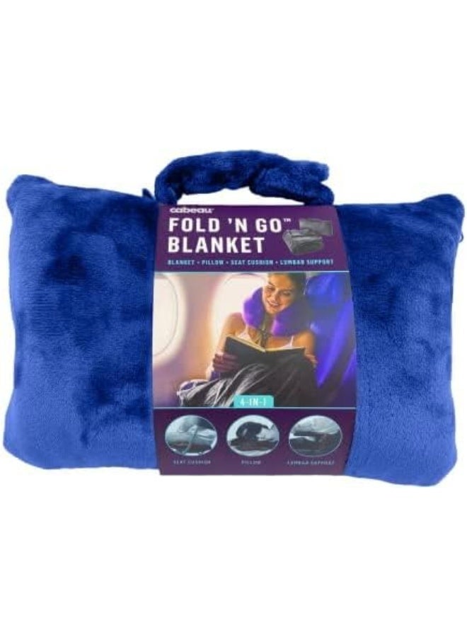 Cabeau Fold N Go Travel Blanket Doubles as Neck Support Pillow Versatile Lumbar Support Cushion with Compact Travel Case  French Microfiber Blue - Image 3