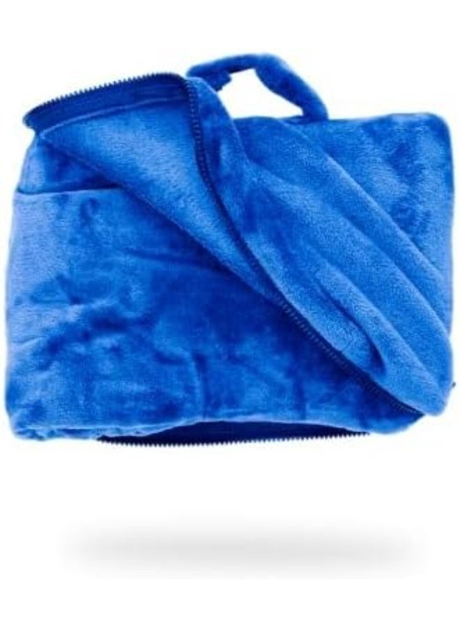 Cabeau Fold N Go Travel Blanket Doubles as Neck Support Pillow Versatile Lumbar Support Cushion with Compact Travel Case  French Microfiber Blue - Image 5