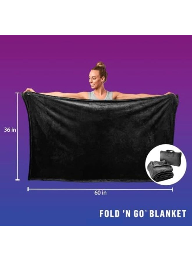 Cabeau Fold N Go Travel Blanket Doubles as Neck Support Pillow Versatile Lumbar Support Cushion with Compact Travel Case  French Microfiber Blue - Image 2
