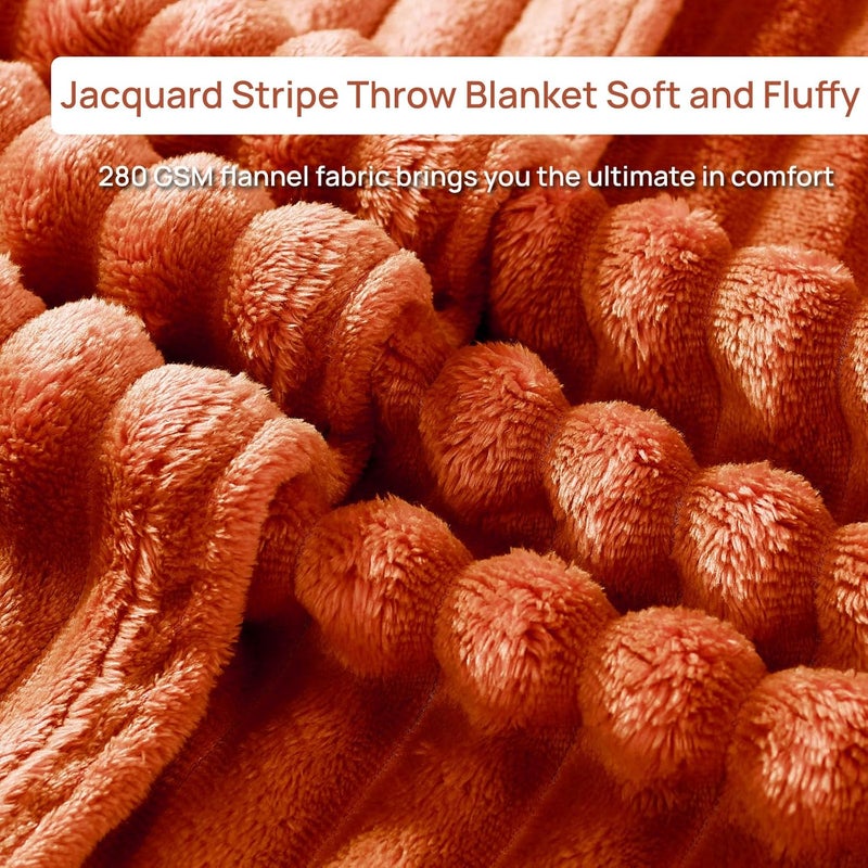 Geniospin Throw Blanket, 280GSM Extra Soft Lightweight Blanket with Stripe, Plush Fuzzy Cozy Blankets and Throws for Couch, Bed, Women Gift, Lightweight & Breathable (Terracotta, 50x60 inches) - Image 4