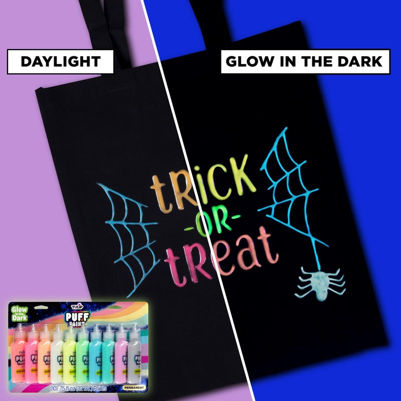 Tulip Puff Paint Glow in the Dark Colors 10-pack, Multi-Surface, Premium Quality, Nontoxic & Waterproof Craft Paint, Permanent on Fabric, 10-pack - Image 5