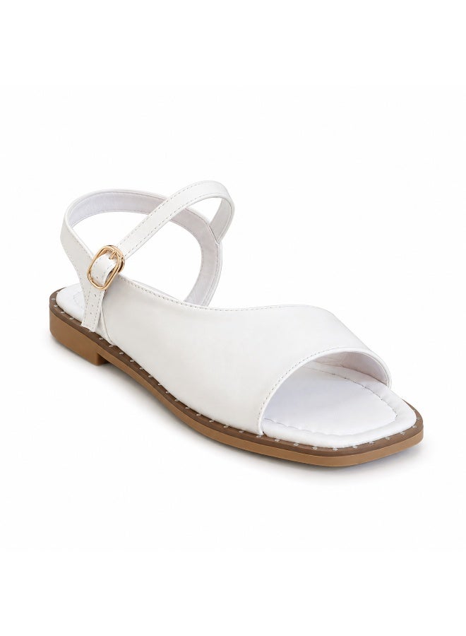 LIFESTYLISH Sandals flat leather classic with ankle strap SF-69 - White - Image 2