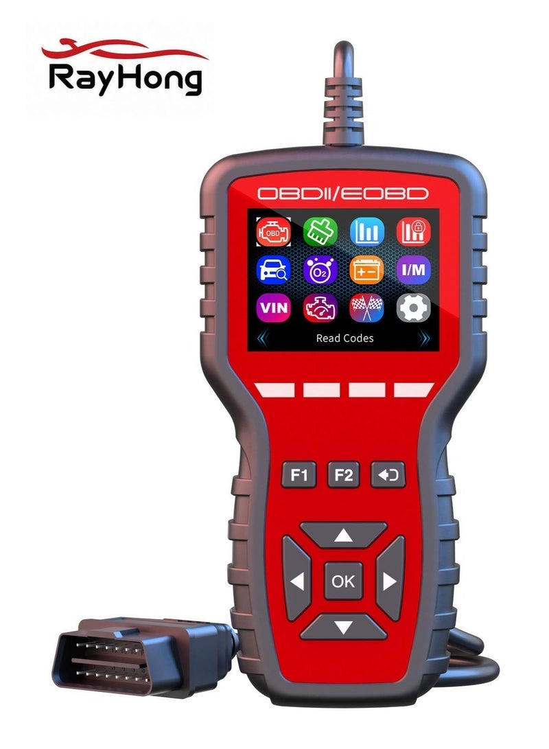 RAYHONG Universal Car OBD 2 Diagnostic Scanner, Car Fault Detector Diagnostic Scanner, Multilingual Plug & Play for All OBD2 & EOBD Vehicles - Image 1
