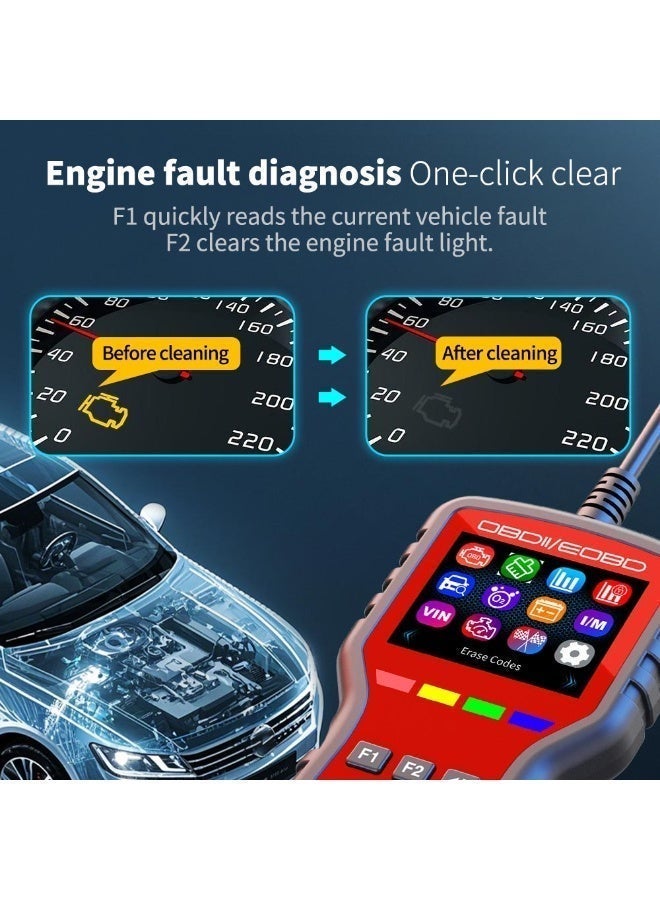 RAYHONG Universal Car OBD 2 Diagnostic Scanner, Car Fault Detector Diagnostic Scanner, Multilingual Plug & Play for All OBD2 & EOBD Vehicles - Image 2