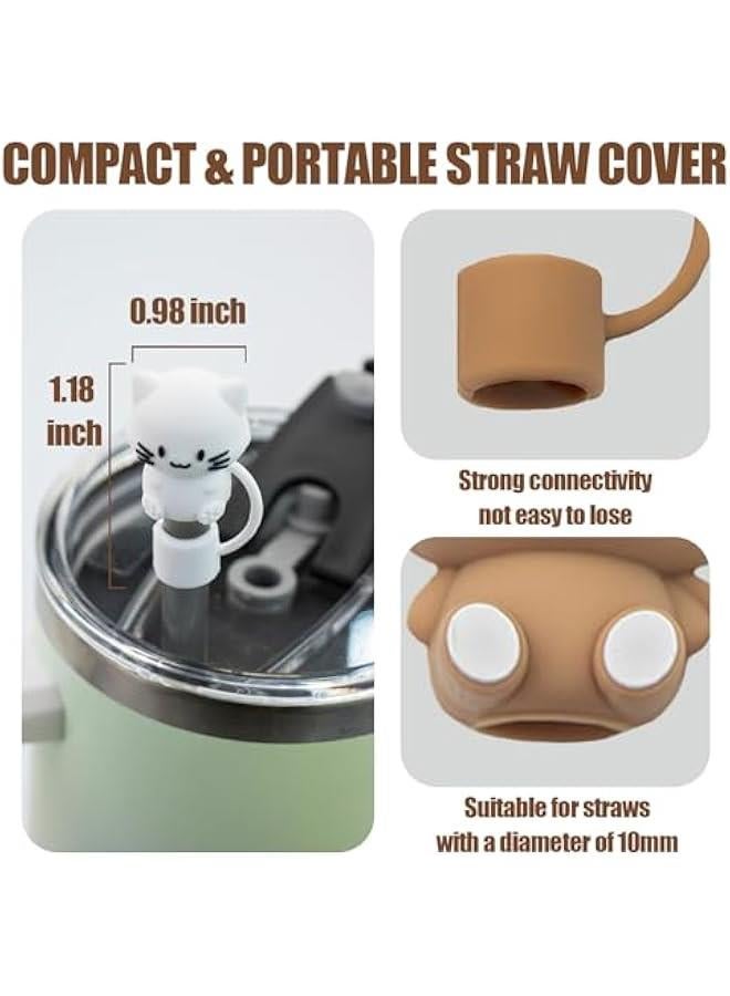 RTYY 6Pcs Straw Cover Cap for Stanley Cup,Silicone Straw Topper Compatible with Stanley 30 to 40 Oz Tumbler,Soft Silicone Animal Shape Straw Lid for 10 mm Straws  - Image 2
