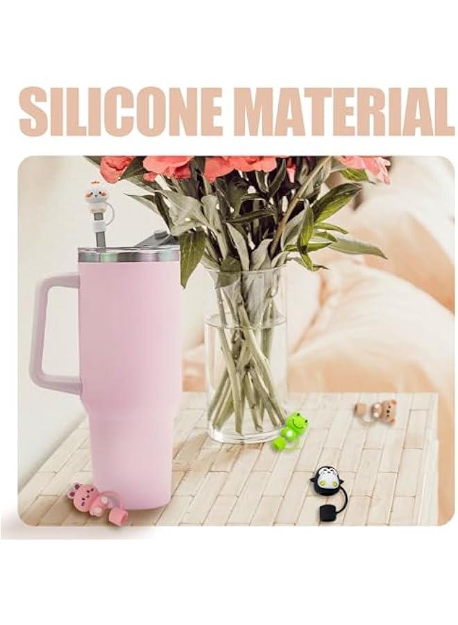 RTYY 6Pcs Straw Cover Cap for Stanley Cup,Silicone Straw Topper Compatible with Stanley 30 to 40 Oz Tumbler,Soft Silicone Animal Shape Straw Lid for 10 mm Straws  - Image 3