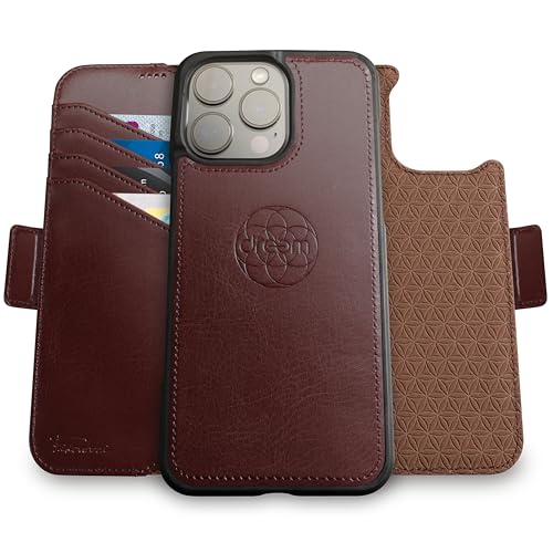 Dreem Wallet Case for iPhone 16 Pro Revolutionary VertHor Phone Stand Magnetic Detachable Vegan Leather Flip Cover RFID Blocking Card Holder MagSafeFit Gift Box Fibonacci Coffee - Image 1