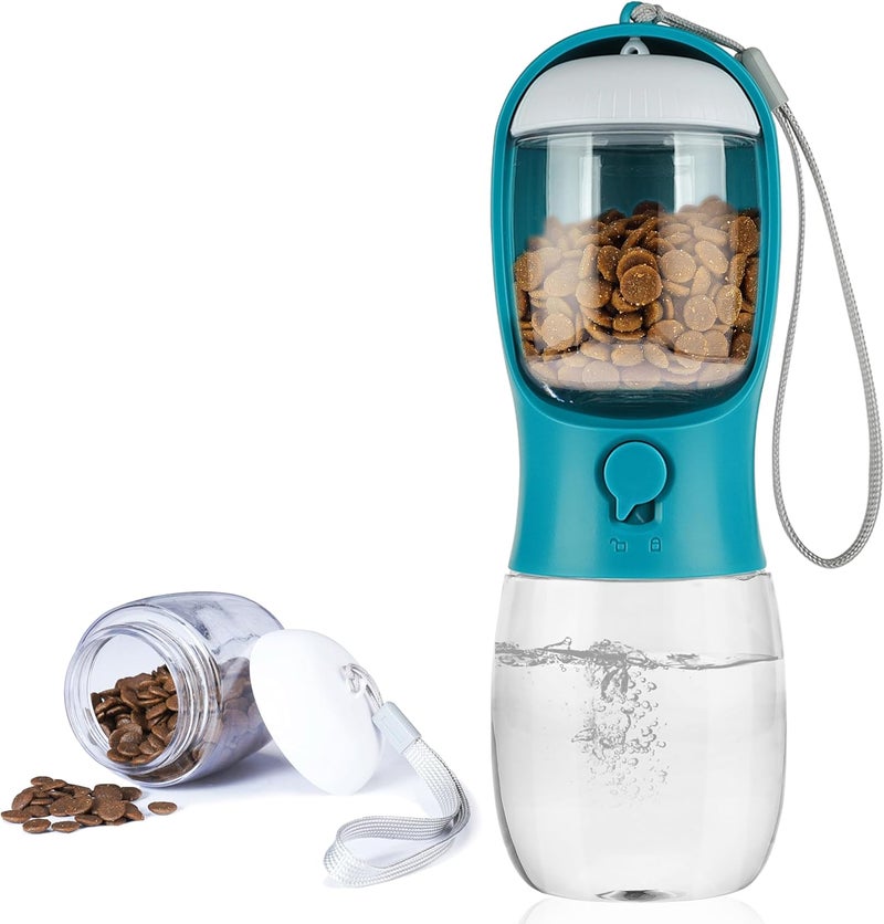 AVELORA Dog Water Bottle,Portable pet Water Bottle with Food Container,Outdoor Portable Water Dispenser for Cat,Rabbit,Puppy and Other Pets for Walking,Hiking,Travel(10oz) - Image 1