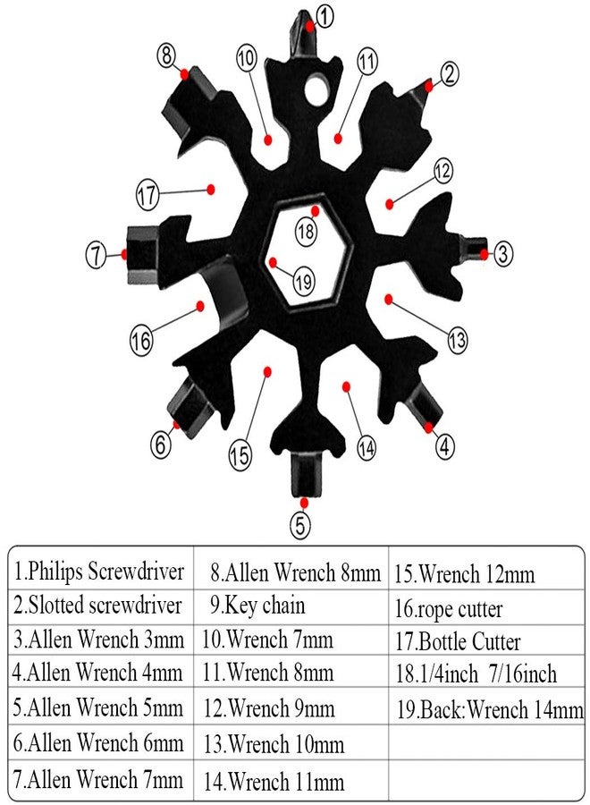 ELEDUCTMON 19 In 1 Incredible Tool - Easy N Genius - FEX 18-in-1 Stainless Steel Snowflakes Multi-Tool (Black) - Image 5