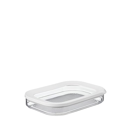 Mepal Modula Rounded Food Storage Box with Lid | Ideal for Cold Cuts, Cheese, and More | Stackable Design | Transparent Framed Lid | BPA-Free, Nordic White (18.6oz/550ml) - Image 1