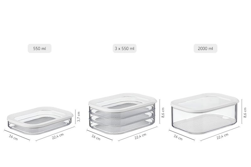 Mepal Modula Rounded Food Storage Box with Lid | Ideal for Cold Cuts, Cheese, and More | Stackable Design | Transparent Framed Lid | BPA-Free, Nordic White (18.6oz/550ml) - Image 3