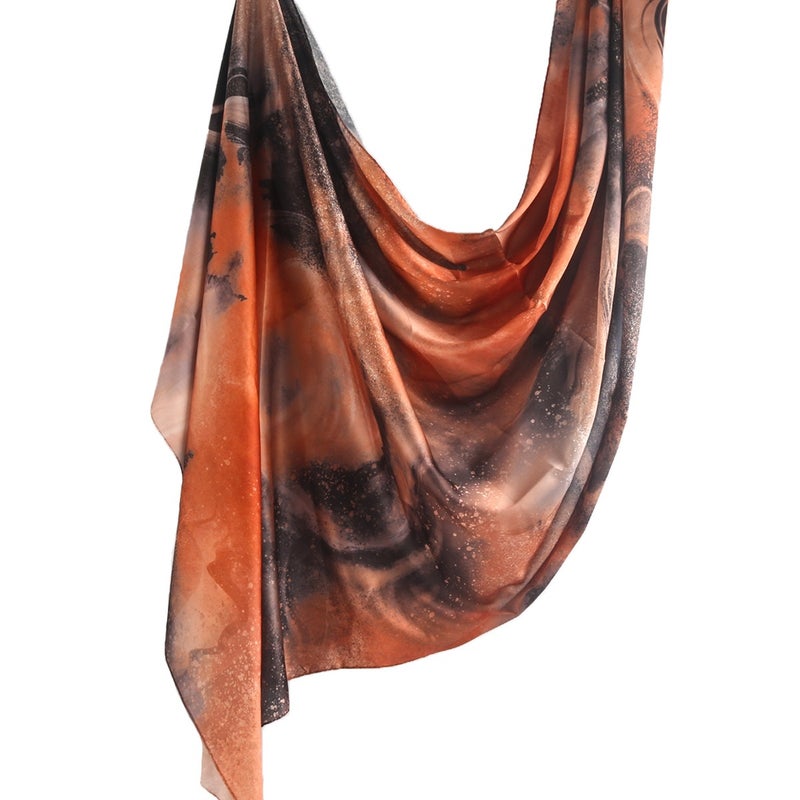 Silk Printed Headscarf - Ethnic Shawl with Premium Marble Print 85*180cm