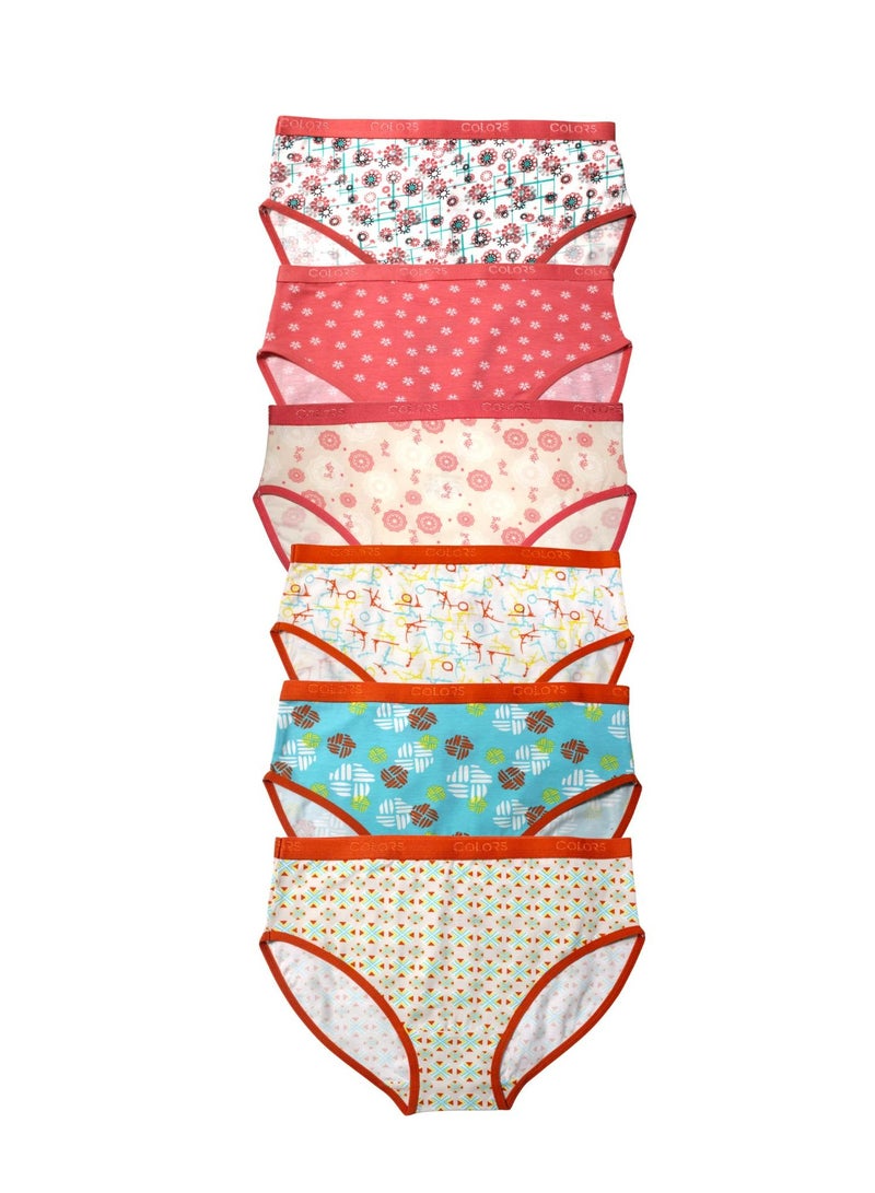 COLORS Pack Of 6 Printed Cotton Brief Panties Underwear For Women  - Image 1