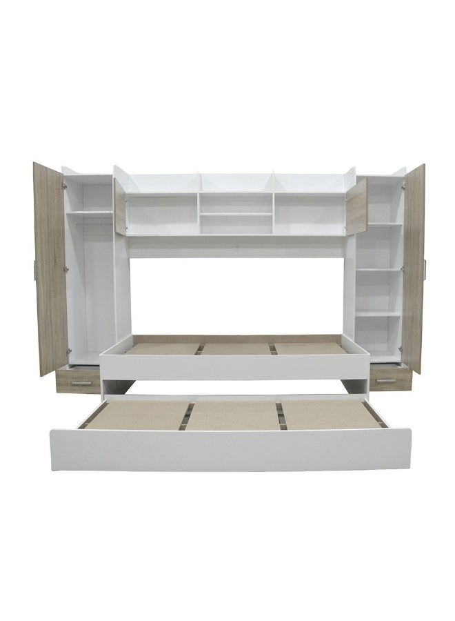 DANUBE HOME سرير مورفي للنوم والتخزين 90x200 + سرير سحب + خزانة حائط + خزانة باب واحدة (2 قطعة) + USB - أبيض + سونوما - Image 2