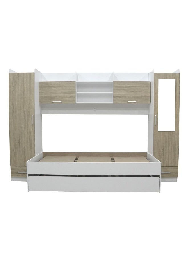 DANUBE HOME سرير مورفي للنوم والتخزين 90x200 + سرير سحب + خزانة حائط + خزانة باب واحدة (2 قطعة) + USB - أبيض + سونوما - Image 3