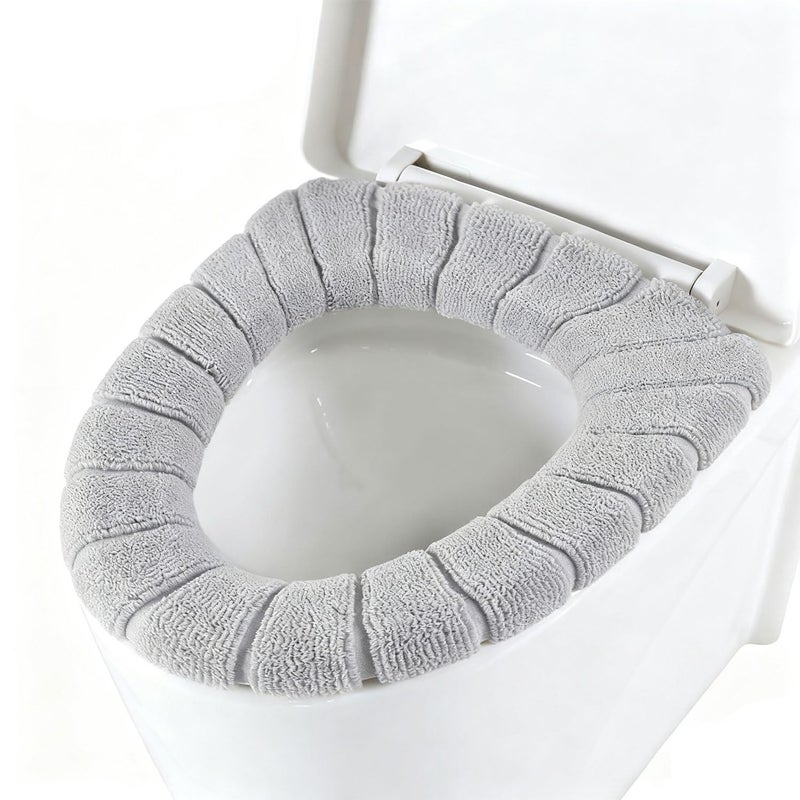 Guojanfon Bathroom Soft Thicker Warmer Stretchable Washable Cloth Toilet Seat Cover Pads 3PCS - Image 3