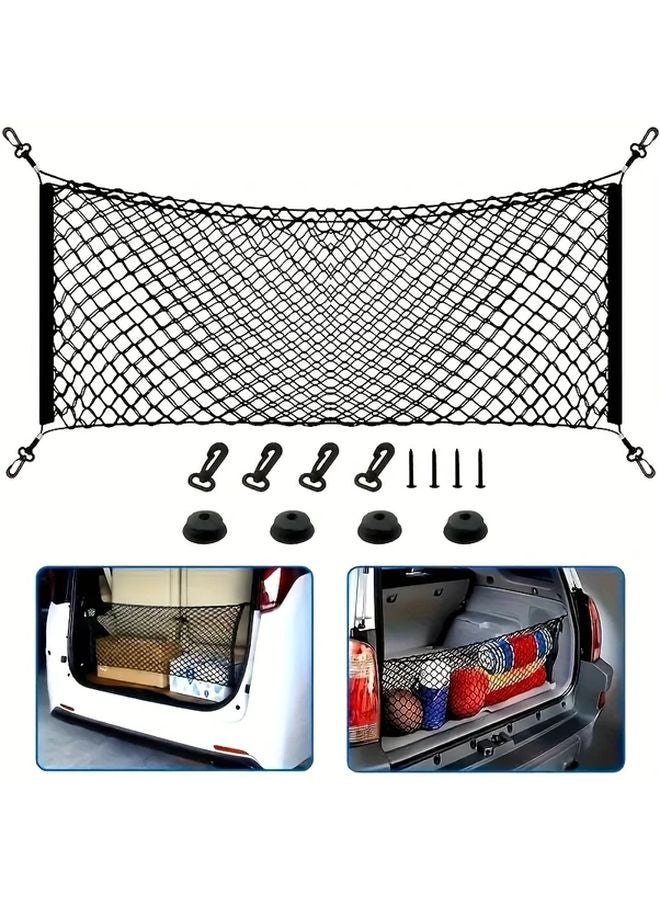قطعتان شبكة تنظيم تخزين صندوق السيارة القابلة للتعديل 90 × 40، ملحقات داخلية لسيارات الدفع الرباعي والشاحنات - Image 2