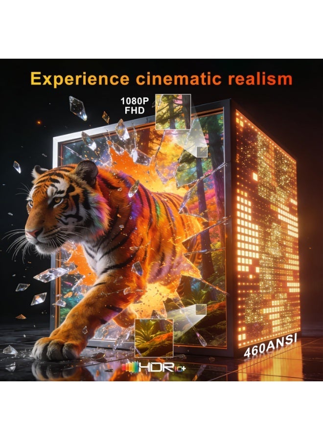 جهاز عرض ذكي صغير بدقة 4K، بسطوع 12,000 لومن ودقة أصلية 1080P، مزوّد بوظيفتي التركيز التلقائي وتصحيح التشويه التلقائي (Auto Focus & Keystone)، ويدعم تقنية البلوتوث 5.2 وواي فاي 6.0، ويعمل بنظام Android 14، ويحتوي على تطبيقات مدمجة. جهاز عرض محمول مزوّد بحامل، متوافق مع الهواتف الذكية وأجهزة الحاسوب المحمولة وأجهزة الكمبيوتر وعصا التلفزيون (TV Stick). - Image 5