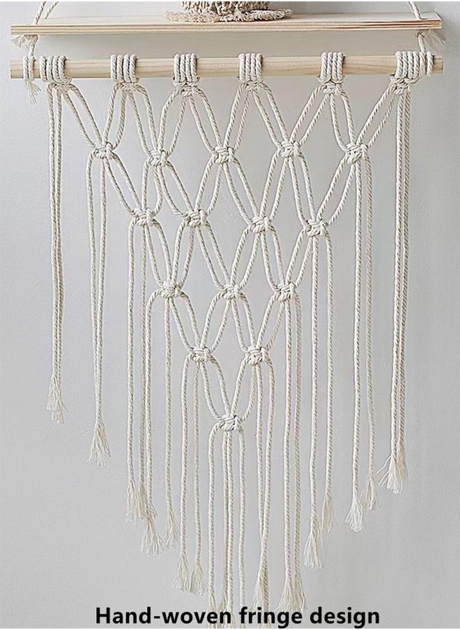 Kutis - 1-Piece Hand-Woven Wall Hanging Display Rack/Decorative Wooden Shelf 35 x 100 Centimeter - Image 1