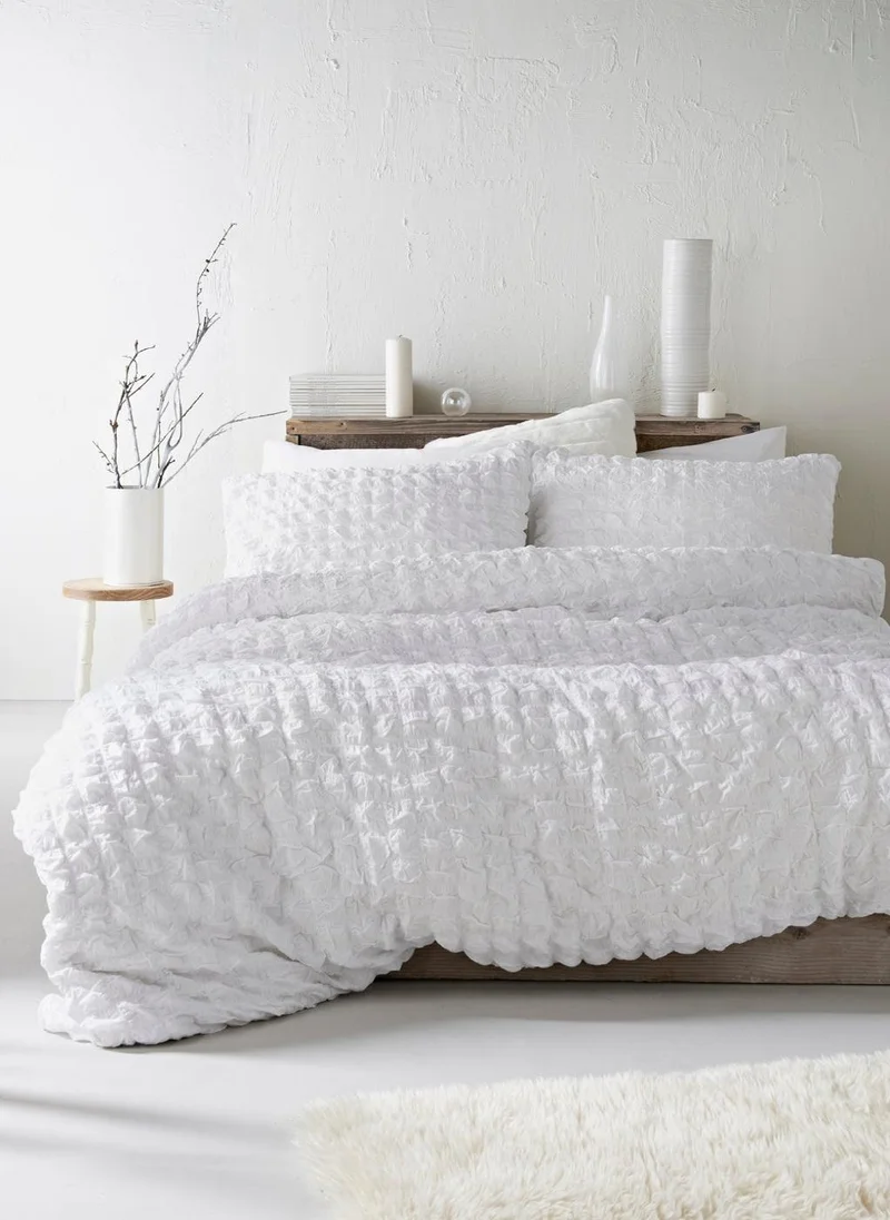 Matalan 100% Cotton White Seersucker Duvet Cover