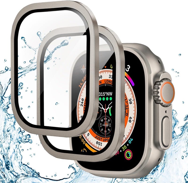 NEXT STORE Apple Watch 8 Ultra 49mm Metal Bumper Frame + Tempered Glass Screen Protector, HD Full Coverage Anti-Scratch - Image 1