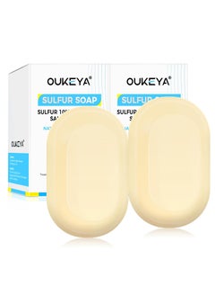 OUKEYA Sulfur Soap Treatment For Face, Sulfur Soap For Acne Pharmaceutical Grade Dermatologists With Sulfur 10%, 2% Salicylic Acid, Goat Milk, Tea Tree, Hyaluronic Acid, Aloe, Sulphur Soap Bar, 2 Pack 