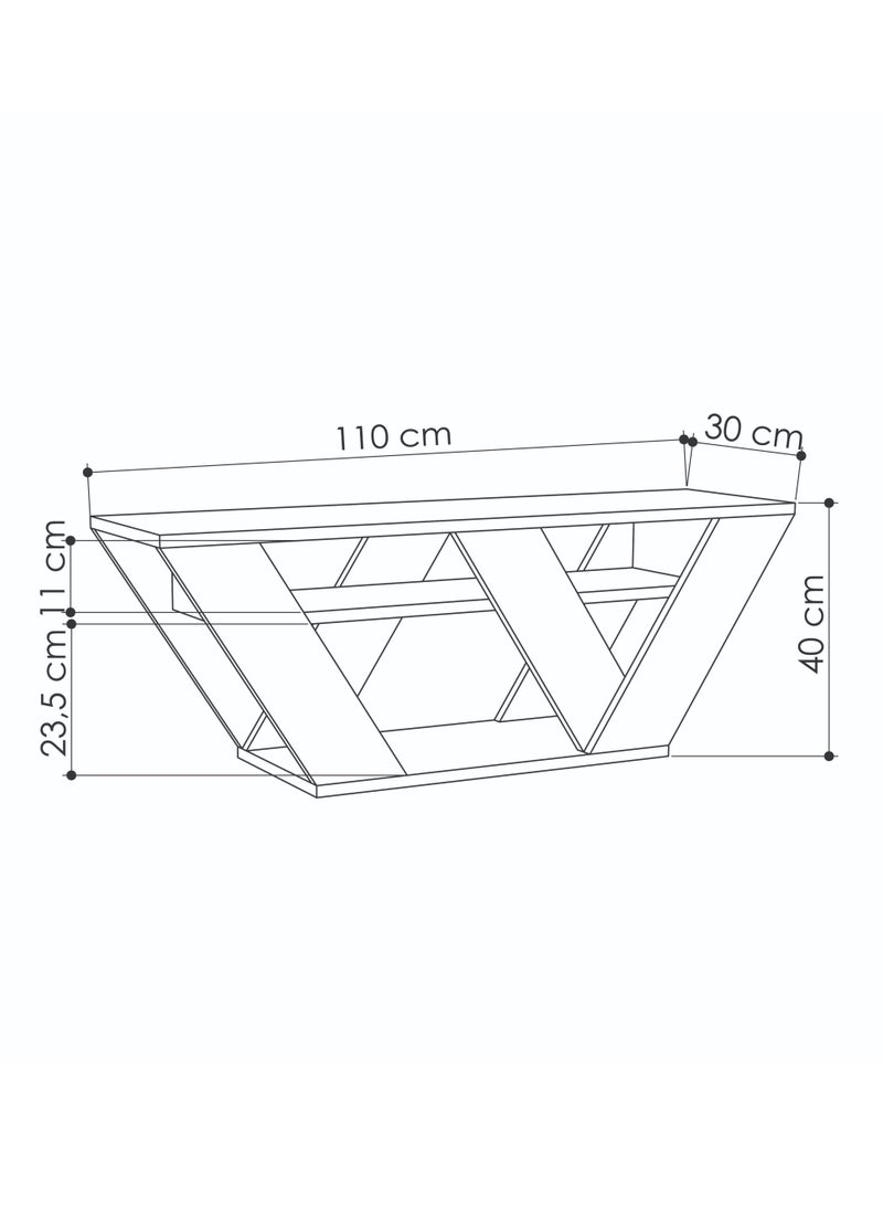 موراه حامل تلفزيون عصري من موراه هوم بيبرالا لأجهزة التلفزيون حتى 43 بوصة - أرفف تخزين هندسية - وحدة تحكم لغرفة المعيشة أو غرفة النوم أو المكتب - 30 × 40 × 110 سم - موكا فاتح - Image 5