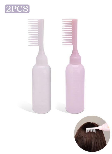 2 Pcs Root Comb Applicator Bottle, Hair Color Applicator Bottles With Comb and Graduated, for Hairdressing Salon and Home Use