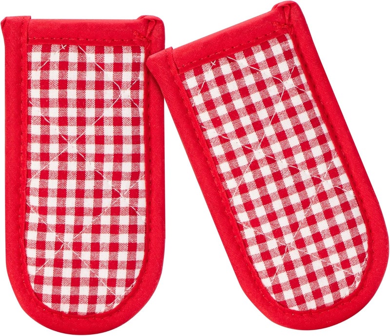 Leadiy Cast Iron Skillet Handle Covers,Pot Handle Covers Heat Resistant,Pot Holders for Kitchen Heat Resistant,Machine Washable Handle Mitts 2 PCS (Plaid-Red) - Image 1