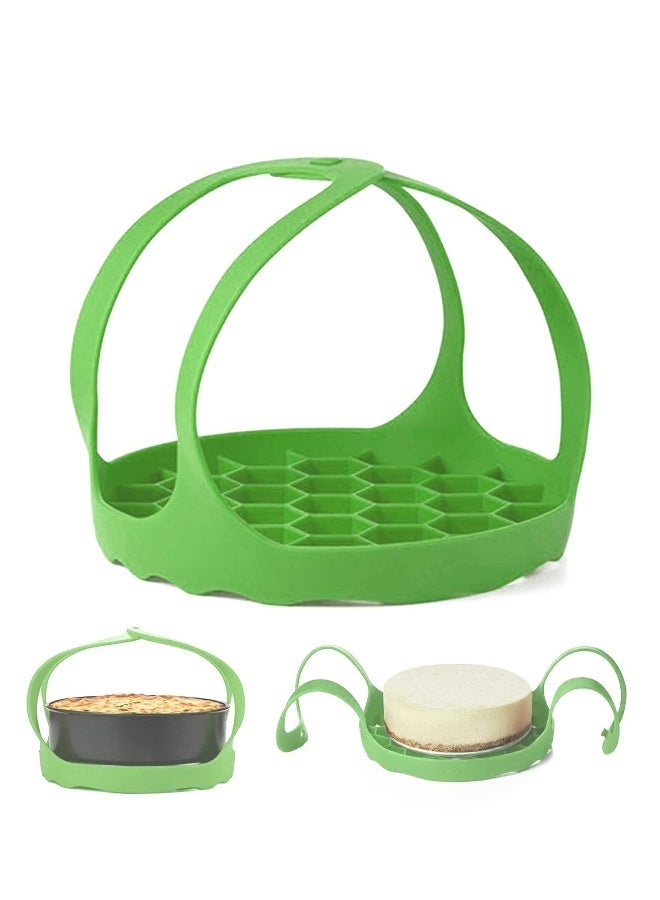 Silicone Steamer Sling Portable Non-Stick Steamer Sling Anti-scalding Baking pan Lifting Steamer Rack Egg Steamer Rack and Baking Pan Sling 6 Qt /8 Qt Green 21x21x2.5 cm