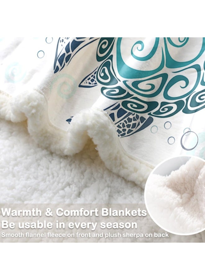 Sleepwish Sea Turtle Fleece Throw Blanket for Kids Soft Plush Aqua Blue Tortoise Sherpa Blanket for Couch Sofa Gift for Turtle Lovers Throw 50 X 60 - Image 5