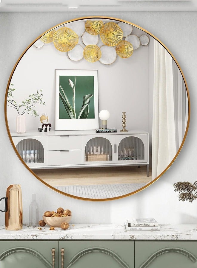 Taimi 60cm Round makeup mirror with a golden frame, a makeup mirror suitable for dressing rooms, dressing rooms and bedrooms - Image 4