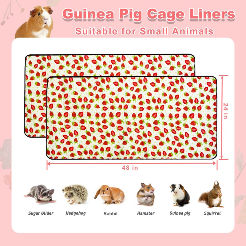 LWYMX 2 Pack Guinea Pig Cage Liners, Waterproof Reusable Guinea Pig Cage Liners,Waterproof Super Absorbent Pee Pads for Small Animals,24x48 inch 2pack - Image 2