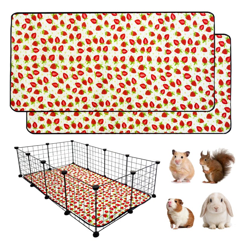 LWYMX 2 Pack Guinea Pig Cage Liners, Waterproof Reusable Guinea Pig Cage Liners,Waterproof Super Absorbent Pee Pads for Small Animals,24x48 inch 2pack - Image 1