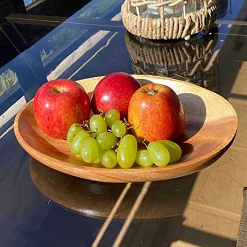 WRIGHTMART Acacia Wood Oval Bowl, Handmade, Rustic Server for Foods, Salads, Fruits, Bread - Dining Table & Kitchen Counter Décor - Entryway Key & Coin Catch-All Tray, 10.75" x 7" x 1.75" - Image 2