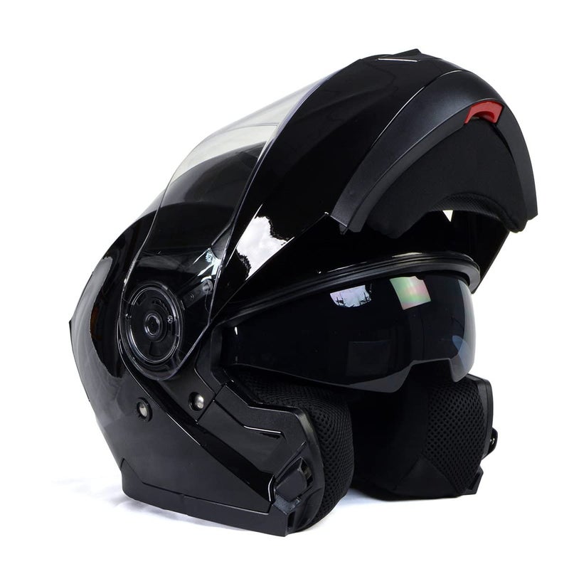 Milwaukee Helmets MPH9815DOT Breeze Gloss Black Advanced Motorcycle Modular Helmet Biker wDrop Down Visor XXLarge