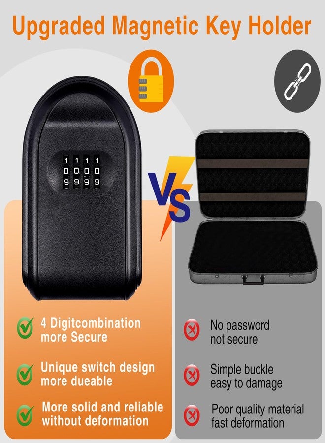 Domthent Magnetic Key Box for Under Car with 5 Strong Magnets, Hide a Key Outside with Resettable Combination Lock Box, Waterproof Magnetic Key Holder for Outdoor, Vehicle, Home, or Office Use (1, Black) - Image 3