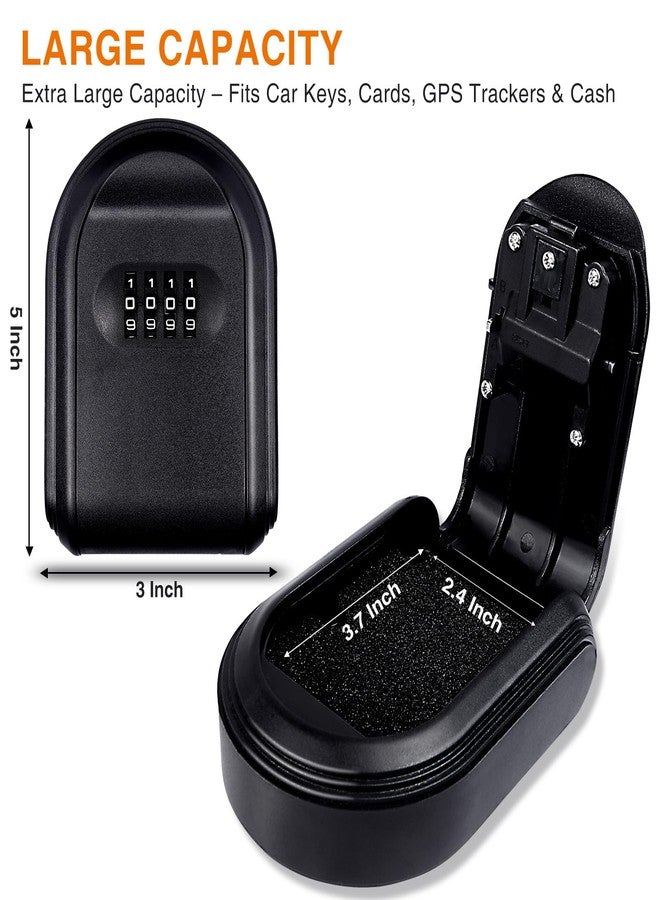 Domthent Magnetic Key Box for Under Car with 5 Strong Magnets, Hide a Key Outside with Resettable Combination Lock Box, Waterproof Magnetic Key Holder for Outdoor, Vehicle, Home, or Office Use (1, Black) - Image 2