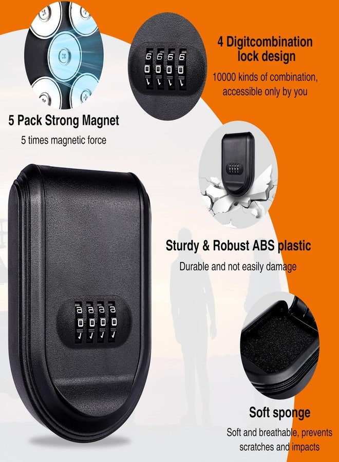 Domthent Magnetic Key Box for Under Car with 5 Strong Magnets, Hide a Key Outside with Resettable Combination Lock Box, Waterproof Magnetic Key Holder for Outdoor, Vehicle, Home, or Office Use (1, Black) - Image 5