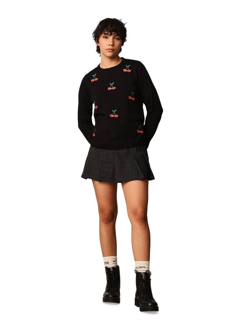 ONLY Women Regular Fit Black Sweater - Image 1