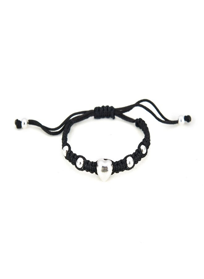 DHRUVS COLLECTION EXCLUSIVE Pair Of 925 Pure Silver Black Thread Adjustable Bracelet With Heart Charm and Silver Balls For Baby Boy and Baby Girls - Image 5