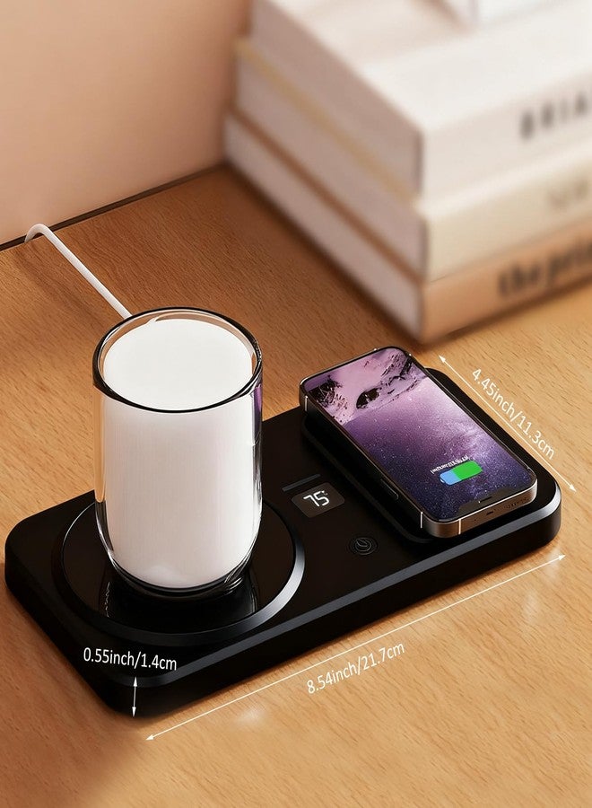 YumSur Wireless Coffee Mug Warmer Smart Cup Warmer for Office Desk,Multifunction Electric Beverage Warmer Plate, Type-C Heating Coaster Drink Warmer (Black) - Image 5