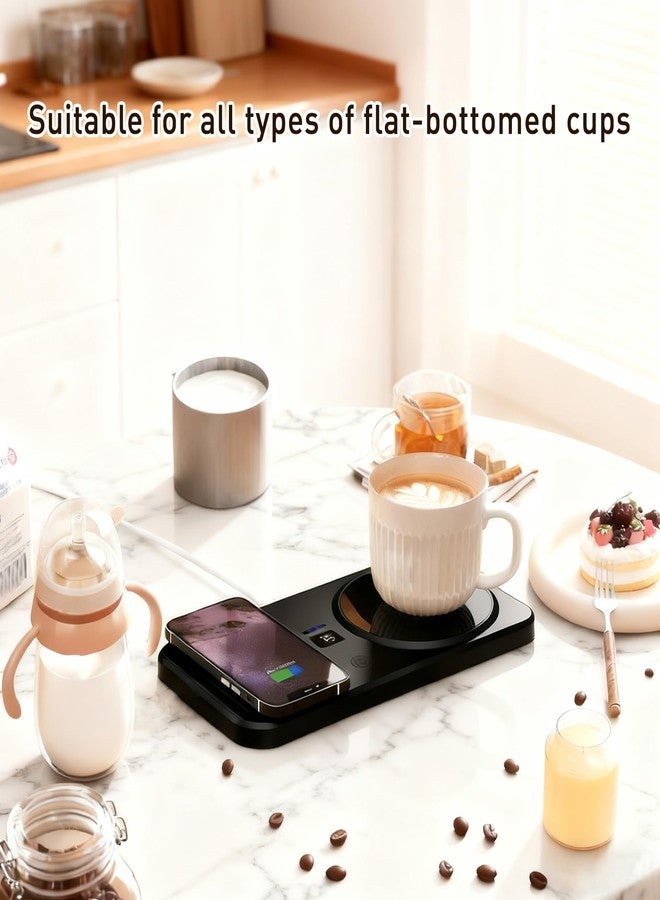 YumSur Wireless Coffee Mug Warmer Smart Cup Warmer for Office Desk,Multifunction Electric Beverage Warmer Plate, Type-C Heating Coaster Drink Warmer (Black) - Image 3