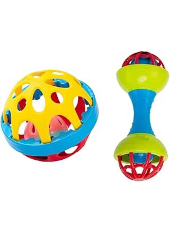 Toys Treasure Soft Ball with Dumbbell Rattle for Babies/Infants/Toddlers/Kids/New Born