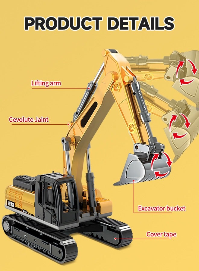 MIXDE Metal Excavator Toy, Diecast Construction Vehicles Digger Truck Toy Construction Car Toy for Boys Kids - Image 3