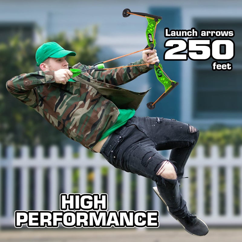 Zing HyperStrike Bow Archer Pack, 1 Clear Green Bow, 6 Green Zonic Whistle Arrows and 1 Set of Orange Bungee, Shoots Arrows Up to 250 Feet - Image 5