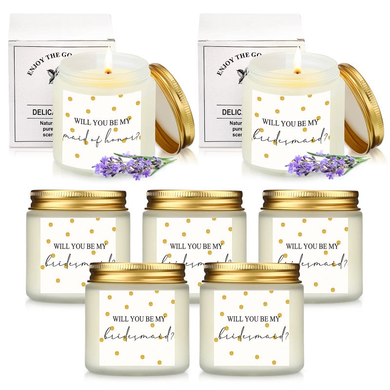 Lewtemi Lewtemi 7 Pcs Bridesmaid Gifts Candle Groomsman Gifts for Women Man Best Man Ebony Sandalwood Scented Candles Bridal Proposal Invited Favor for Bridal Shower Wedding 