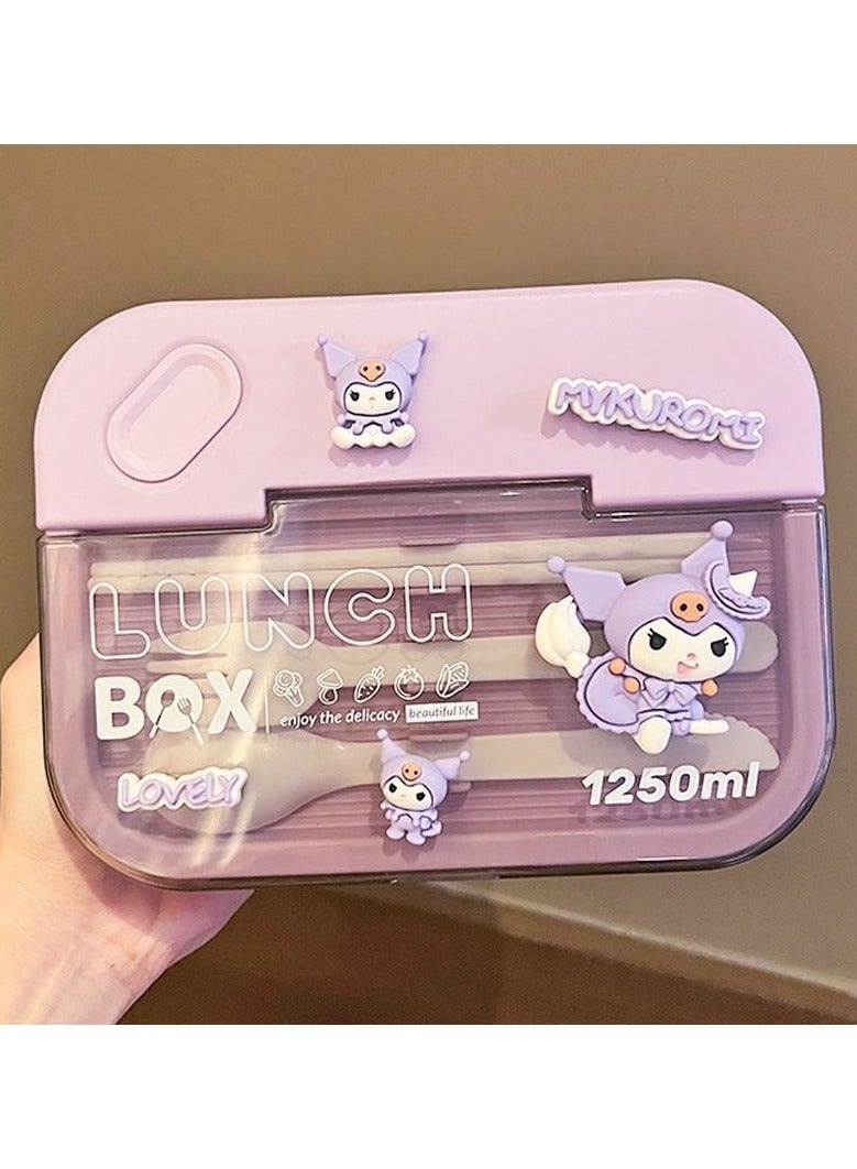 عام علبة غداء «كورومي» صديقة للمايكرويف، مُصمَّمة لتقليل الدهون، مرفقة بالأدوات، مقسَّمة ومحكمة الإغلاق، صندوق بنتو عملي للحمل. - Image 1