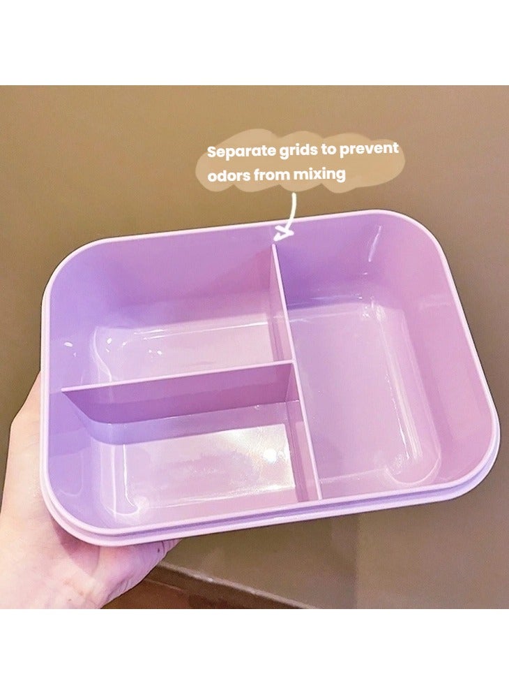 عام علبة غداء «كورومي» صديقة للمايكرويف، مُصمَّمة لتقليل الدهون، مرفقة بالأدوات، مقسَّمة ومحكمة الإغلاق، صندوق بنتو عملي للحمل. - Image 3