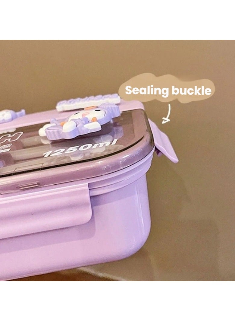 عام علبة غداء «كورومي» صديقة للمايكرويف، مُصمَّمة لتقليل الدهون، مرفقة بالأدوات، مقسَّمة ومحكمة الإغلاق، صندوق بنتو عملي للحمل. - Image 2